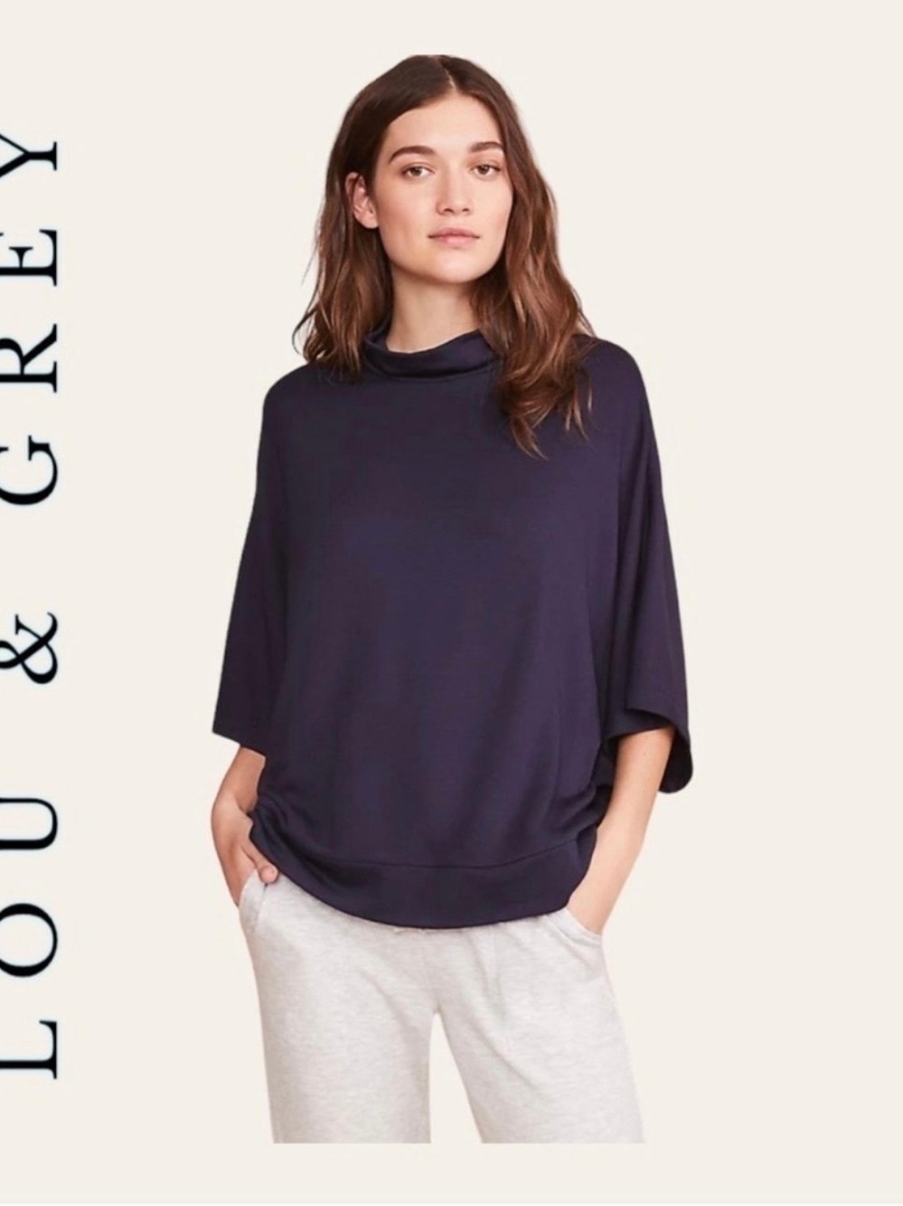 Lou Grey LOFT Top S NWT Quiet Luxury Minimalist Cozy Coastal Grandmother